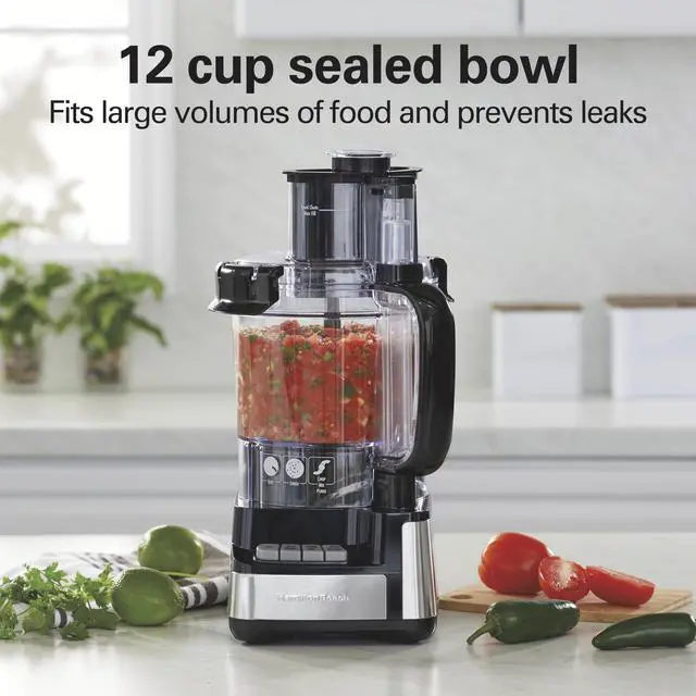 Alt view image 3 of 7 - Stack & Snap Food Processor and Vegetable Chopper, BPA Free, Stainless Steel Blades, 12 Cup Bowl, 2-Speed 450 Watt Motor, Black (70725A)