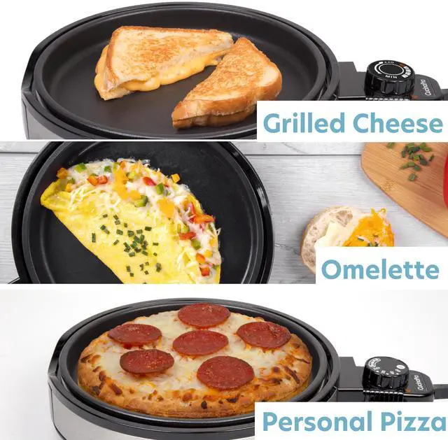 Alt view image 5 of 7 - Multi Baker Deluxe- Holiday Baking Made Easy- Electric Appliance w Temp Control 3 Interchangeable Skillets for Grilling, Baking, Dessert Making- Grilled Cheese Omelets Pizza Sandwiches Cake Pops, Gift