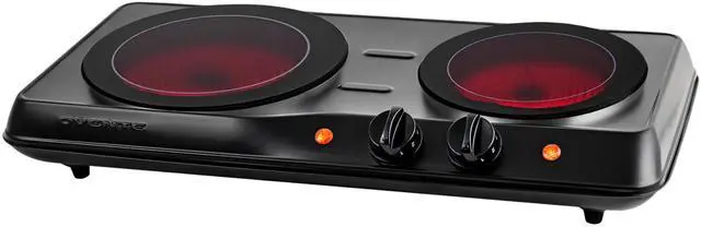 Main image of Countertop Infrared Double Burner, 1700W Electric Hot Plate and Portable Stove with 7.75" and 6.75" Ceramic Glass Cooktop, 5 Level Temperature Setting and Easy to Clean Base, Black BGI102B