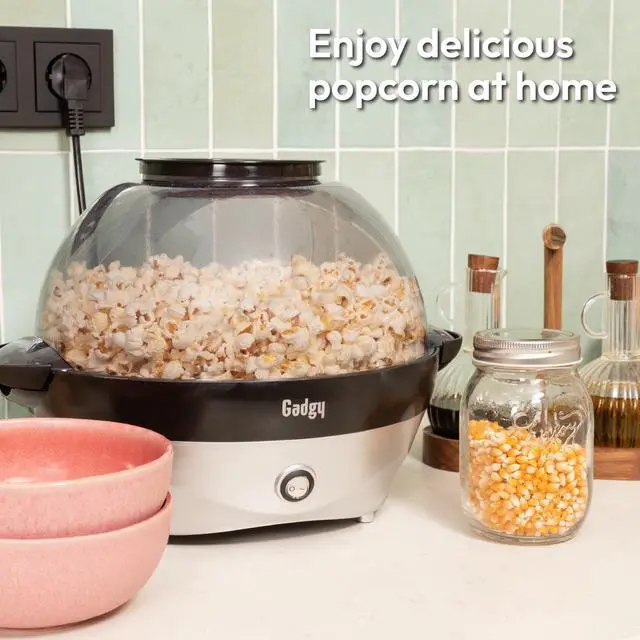 Alt view image 2 of 5 - Popcorn Machine  800W Electric Hot Oil Popcorn Maker with Non-Stick Plate, Lid & Stirrer  Large 24-Cup Popper for Home, Parties, Movie Night  Butter, Sugar & Spice Compatible