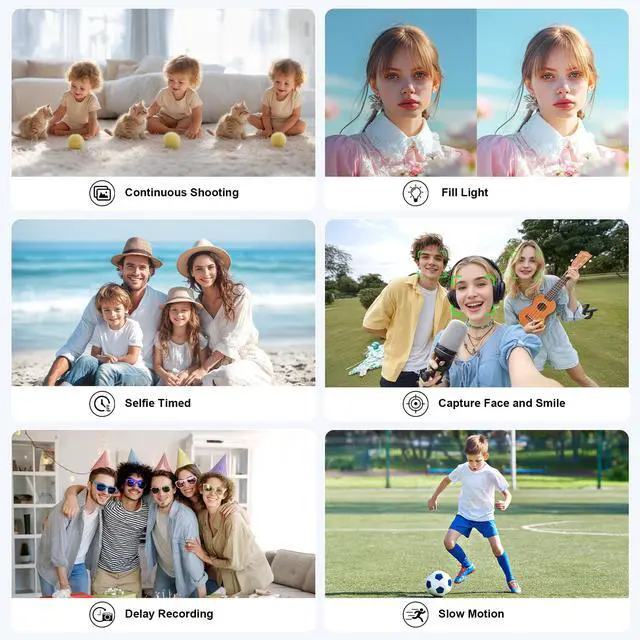 Alt view image 6 of 7 - 4K Digital Camera for Photography, Small Vlogging Camera with Flip Screen for YouTube, 50MP 16X Zoom, Portable Travel Cameras with 32GB SD Card for Beginners(White)