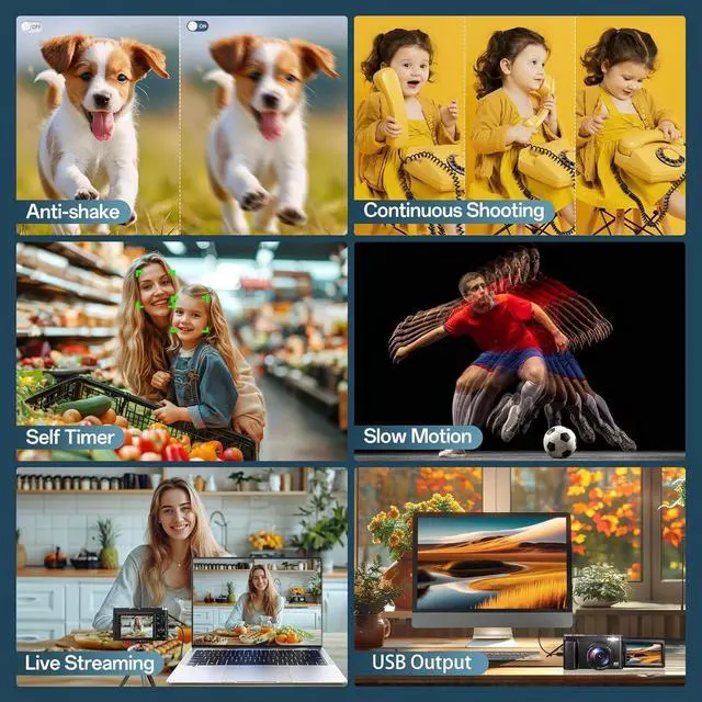 Alt view image 6 of 7 - 4K Digital Camera for Photography - Autofocus 48MP Vlogging Camera for YouTube with 3'' 180°Flip Screen - 16X Digital Zoom, Anti-Shake Camera for Vlogging with SD Card, 2 Batteries & Charging Stand