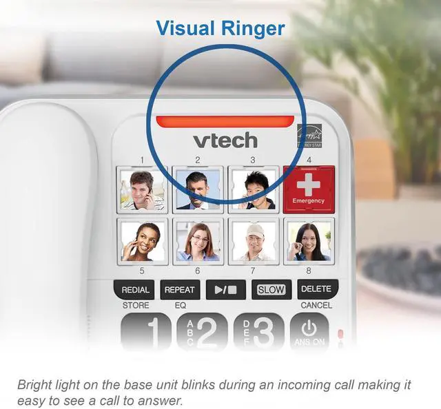Alt view image 7 of 7 - SN1127 Amplified Corded Answering System. 8 Photo Speed Dial, 90dB Ringer Volume, Big High-Contrast buttons, Audio Booster(+40db), Visual Ringer. Perfect for Seniors, Visually & Hearing Impaired