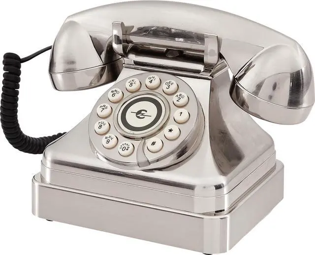 Main image of CR62-BC Kettle Classic Corded Desk Phone - Landline for Home with Retro Rotary Style, Brushed Chrome