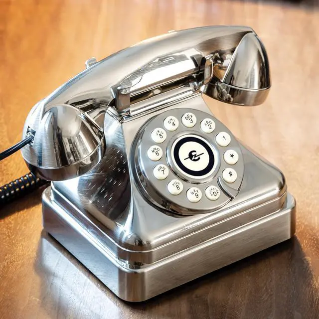 Alt view image 3 of 7 - CR62-BC Kettle Classic Corded Desk Phone - Landline for Home with Retro Rotary Style, Brushed Chrome