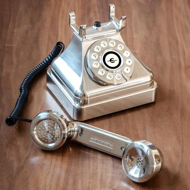 Alt view image 4 of 7 - CR62-BC Kettle Classic Corded Desk Phone - Landline for Home with Retro Rotary Style, Brushed Chrome