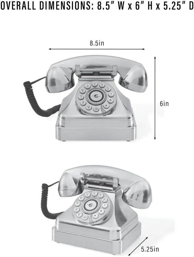 Alt view image 5 of 7 - CR62-BC Kettle Classic Corded Desk Phone - Landline for Home with Retro Rotary Style, Brushed Chrome