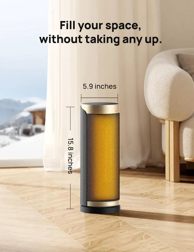 Alt view image 6 of 6 - Space Heater, 1500W Electric Heaters for Indoor Use with Thermostat, 70° Oscillation, 8 Safety Protections, 5 Modes, Remote, 12H Timer, Quiet Portable Heater for Office, Bedroom, Large Room