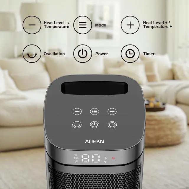 Alt view image 2 of 7 - Portable Space Heater, 1500W Ceramic Heating Fan with Thermostat, Remote Control, 3 Heating Modes, 70° Oscillation, Ideal for Office, Home, and Bedroom Use