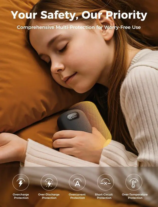 Alt view image 7 of 7 - 10000mAh*2 Hand Warmers Rechargeable 2 Pack, 0.5°F Precision Smart Magnetic Sync Link, 20H Safe Heating, 13.5in² Large Heating Area, Gifts for Christmas, Hunting, Golf, Camping, Skiing