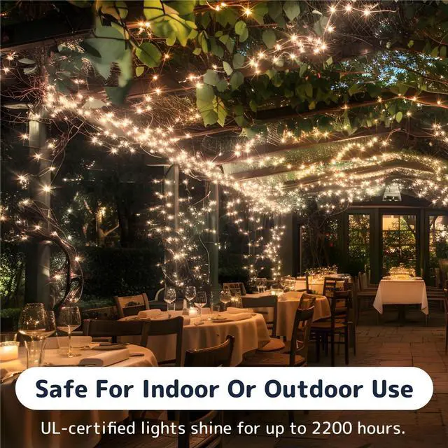 Alt view image 4 of 7 - 500 Count Clear Christmas Tree Lights with Green Wire - 100 ft Warm White Twinkle Lights for Indoor or Outdoor Use - Holiday Fairy String Lights for Christmas Trees or Patios