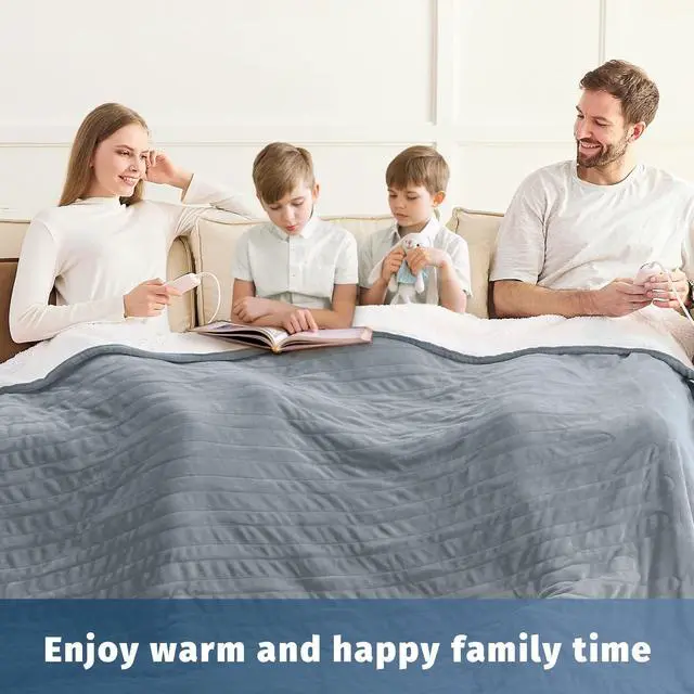 Alt view image 4 of 5 - Heated Electric Blanket Queen Size - 84" x 90" Heating Blanket with Dual Control, 10 Heating Levels & 8 Hours Auto Off, Soft Warm Flannel Blanket, Christmas Birthday Gifts for Senior Grandma