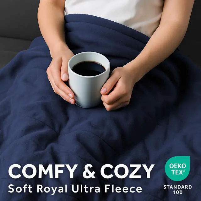 Alt view image 3 of 6 - Royal Ultra Fleece Heated Electric Blanket Full Size, 84" x 72", 12 Heat Settings, 12-Hour Selectable Auto Shut-Off, Fast Heating, Machine Washable, Warm and Cozy, Indigo