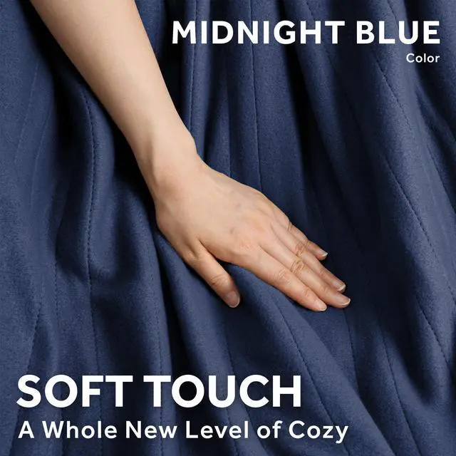 Alt view image 6 of 6 - Royal Ultra Fleece Heated Electric Blanket Full Size, 84" x 72", 12 Heat Settings, 12-Hour Selectable Auto Shut-Off, Fast Heating, Machine Washable, Warm and Cozy, Indigo