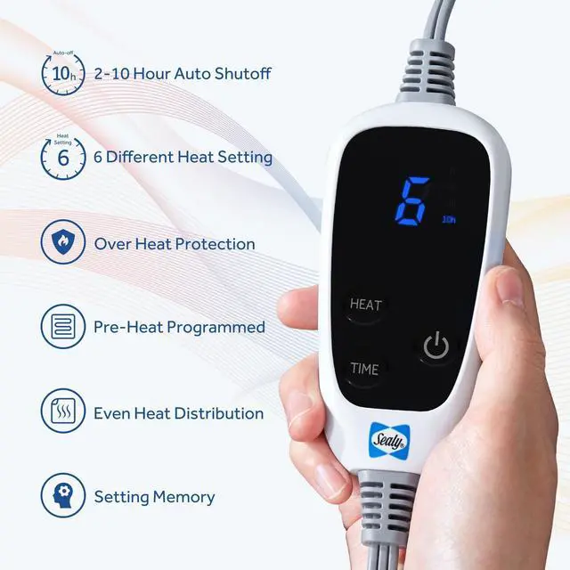 Alt view image 4 of 7 - Electric Blanket Heated Throw 50"x60" Soft Double Sherpa Super Cozy with 6 Fast Heating Levels & 2-10 Hours Auto-Off, Over-Heat Protection, Machine Washable, Charcoal