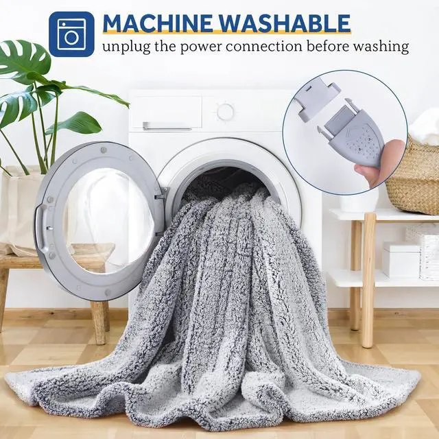 Alt view image 6 of 7 - Electric Blanket Heated Throw 50"x60" Soft Double Sherpa Super Cozy with 6 Fast Heating Levels & 2-10 Hours Auto-Off, Over-Heat Protection, Machine Washable, Charcoal