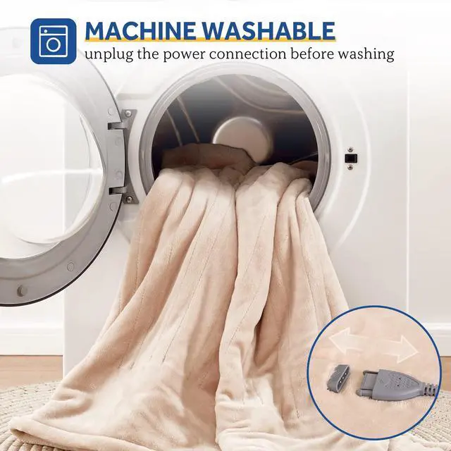 Alt view image 6 of 7 - Electric Blanket Twin Size, Flannel Heated Blanket with 10 Heating Levels & 1-12 Hours Auto Shut Off, Fast Heating Warm Blanket, Machine Washable, Beige, 62 x 84 Inch