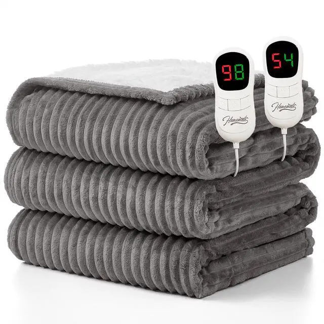 Main image of Electric Heated Blanket Queen Size - 84"x90" Heating Blanket Queen Size Dual Control 1/2/4/6/8 Hours Auto-Off 10 Heat Level Over-Heat Protection Soft Flannel Sherpa ETL Certification