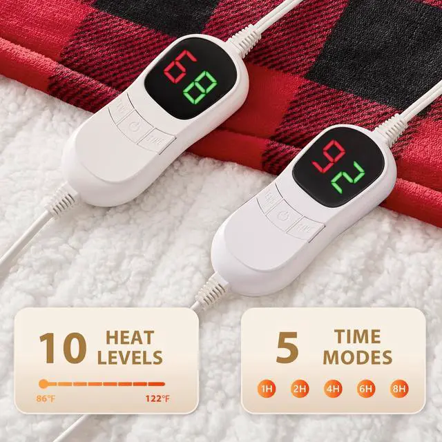 Alt view image 3 of 5 - Electric Blanket Heated Queen Size - 84x90 Ultra Soft Cozy Flannel Heating Blanket with 10 Fast Heat Levels 8 Hours Auto Off Over-Heated Protection ETL Certification Keep Warm in Home