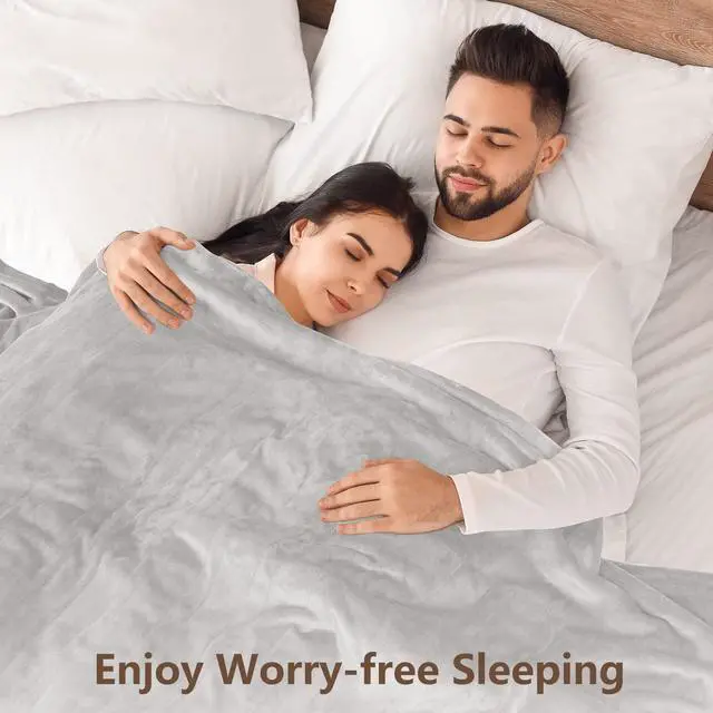 Alt view image 6 of 6 - Electric Heated Blanket Queen Size with 6 Levels & 8h Auto Off, Ultra Soft Flannel Full Body Heating Blanket, Machine Washable, Warm Gray, 84" x 90"