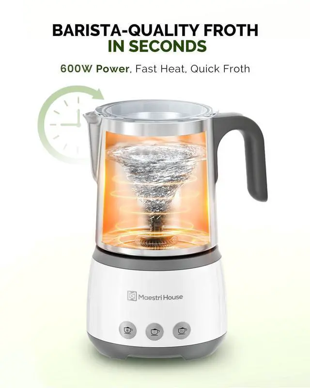 Alt view image 2 of 7 - Milk Frother, 4-in-1 Electric Milk Steamer and Frother, 16.9OZ 600W Smart Touch Control Hot and Cold Foam Maker, Memory Function for Latte, Cappuccinos, Warm Milk, Hot Chocolate Milk