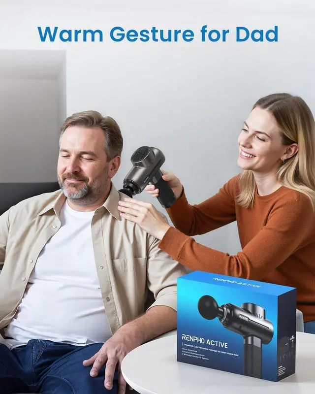 Alt view image 3 of 7 - Massage Gun Deep Tissue, Christmas Birthday Gifts for Women Men, Portable Percussion Massager for Back and Neck, Handheld Device with Carry Case, Active