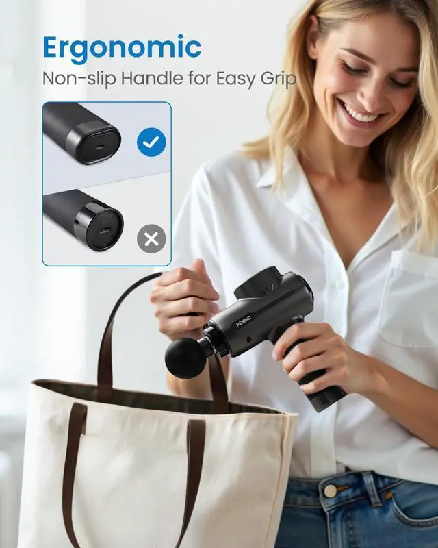 Alt view image 4 of 7 - Massage Gun Deep Tissue, Christmas Birthday Gifts for Women Men, Portable Percussion Massager for Back and Neck, Handheld Device with Carry Case, Active