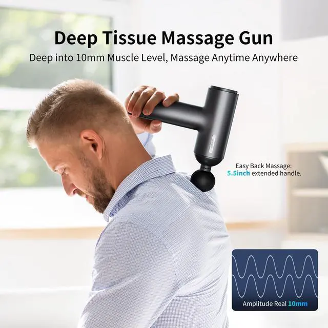 Alt view image 2 of 7 - Massage Gun deep Tissue, 6 Speeds Powerful Handheld Percussion Muscle Massager Gun with Portable Travel Case for Back, Shoulder, Sore Muscles, Pain Relief for Athletes, Relax, Gifts