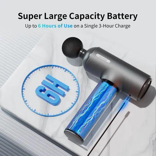 Alt view image 5 of 7 - Massage Gun deep Tissue, 6 Speeds Powerful Handheld Percussion Muscle Massager Gun with Portable Travel Case for Back, Shoulder, Sore Muscles, Pain Relief for Athletes, Relax, Gifts