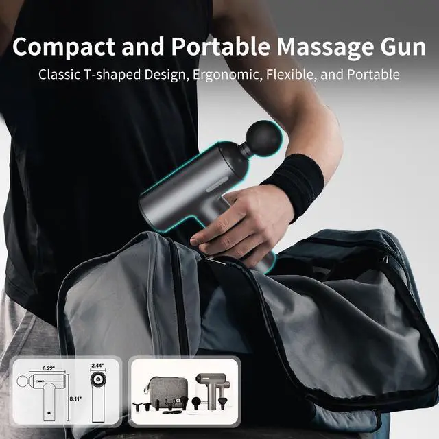 Alt view image 6 of 7 - Massage Gun deep Tissue, 6 Speeds Powerful Handheld Percussion Muscle Massager Gun with Portable Travel Case for Back, Shoulder, Sore Muscles, Pain Relief for Athletes, Relax, Gifts