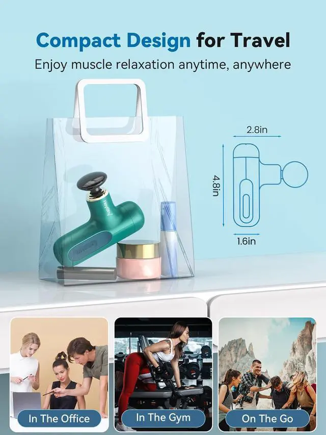 Alt view image 5 of 7 - Super Mini Massage Gun, Percussion Deep Tissues Muscle Massager, Compact Sports Travel Massage Gun, Portable Handheld Massager for Office Gifts for Her, Home, Athletes