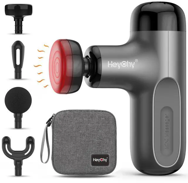 Main image of Mini Massage Gun with Heat, Deep Tissue Massage Gun, Portable Percussion Muscle Massager with 4 Massage Heads for Athletes