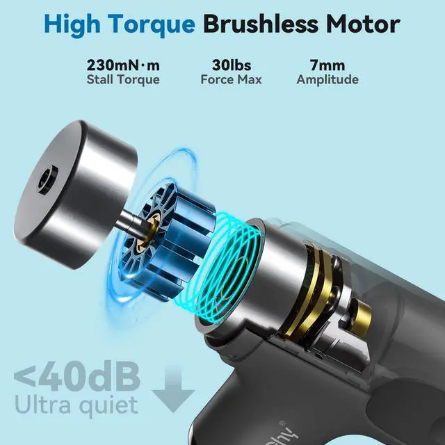 Alt view image 5 of 7 - Mini Massage Gun with Heat, Deep Tissue Massage Gun, Portable Percussion Muscle Massager with 4 Massage Heads for Athletes