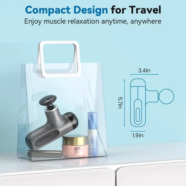 Alt view image 6 of 7 - Mini Massage Gun with Heat, Deep Tissue Massage Gun, Portable Percussion Muscle Massager with 4 Massage Heads for Athletes