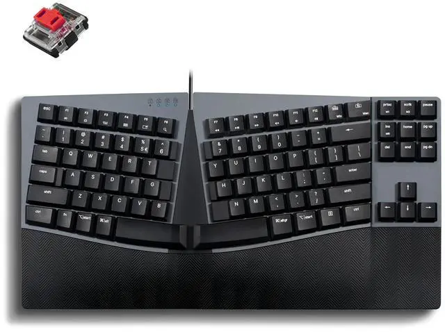 Main image of PERIBOARD-335RD Wired Ergonomic Mechanical Compact Keyboard - Low-Profile Red Linear Switches - Programmable Feature with Macro Keys - Compatible with Windows and Mac OS X - US English