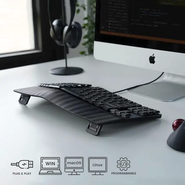 Alt view image 7 of 7 - PERIBOARD-335RD Wired Ergonomic Mechanical Compact Keyboard - Low-Profile Red Linear Switches - Programmable Feature with Macro Keys - Compatible with Windows and Mac OS X - US English