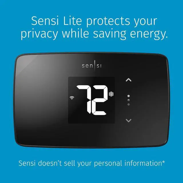 Alt view image 2 of 6 - Sensi Lite Smart Thermostat, Data Privacy, Programmable, Wi-Fi, Easy DIY, Works With Alexa, Energy Star Certified, ST25, Most Systems C-Wire Not Required, Except On Heat/Cool Only and Heat Pump System