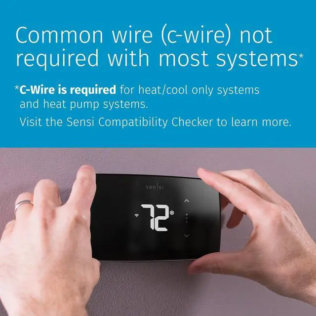 Alt view image 3 of 6 - Sensi Lite Smart Thermostat, Data Privacy, Programmable, Wi-Fi, Easy DIY, Works With Alexa, Energy Star Certified, ST25, Most Systems C-Wire Not Required, Except On Heat/Cool Only and Heat Pump System