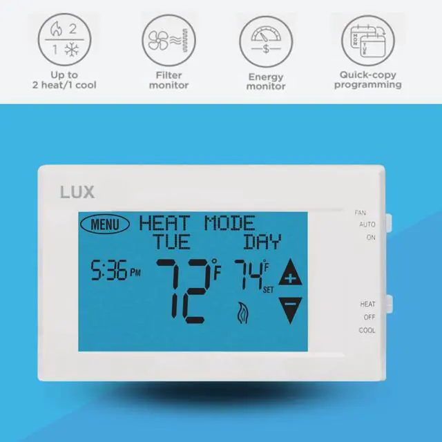 Alt view image 3 of 7 - Products TX9600TS Programmable Large Touchscreen Heating Cooling Thermostat, White