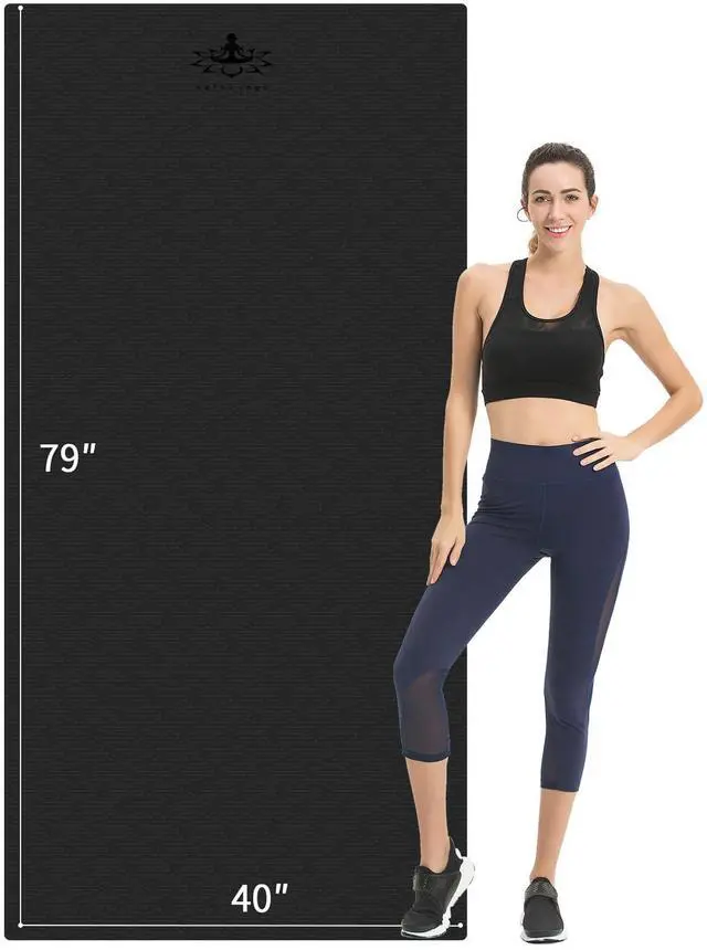 Main image of Extra Long TPE Yoga Mat 79" x 40 x 1/2" Thick Non-slip Exercise Mat for Home Gym Use, Yoga, Pilates, Fitness & Workouts (Black)