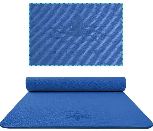 Alt view image 3 of 7 - Extra Thick TPE Yoga Mat - 72"x 32" Thickness 1/2 Inch -Eco Friendly SGS Certified - With High Density Anti-Tear Exercise Mats For Home Gym Travel & Floor Outside (Blue)