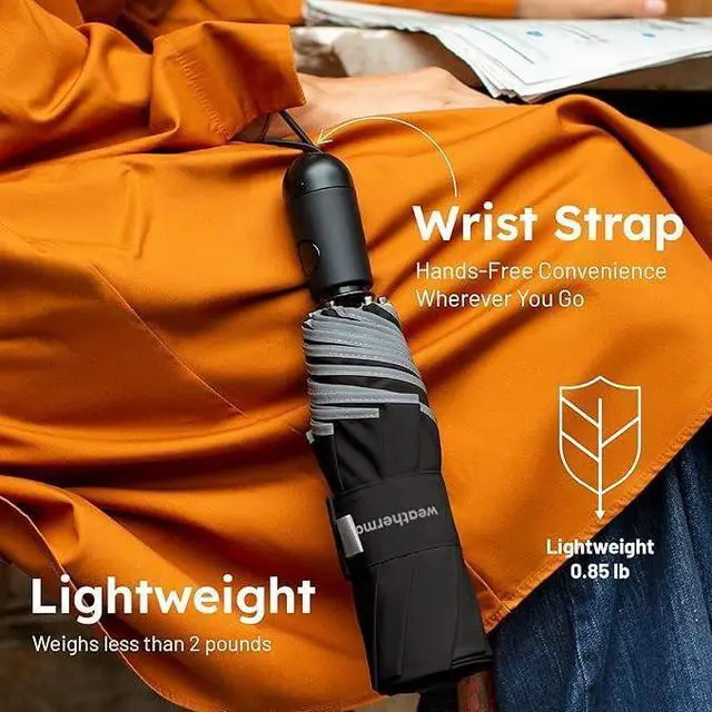 Alt view image 2 of 5 - Premium Small Compact Mini Umbrella for Travel - Windproof, Compact, Easy Auto Open - Resists Up to 45 MPH Winds - Perfect for Rain, Wind, Backpack, Car - Folding Umbrella