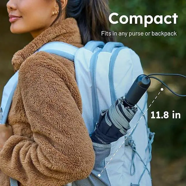 Alt view image 4 of 5 - Premium Small Compact Mini Umbrella for Travel - Windproof, Compact, Easy Auto Open - Resists Up to 45 MPH Winds - Perfect for Rain, Wind, Backpack, Car - Folding Umbrella