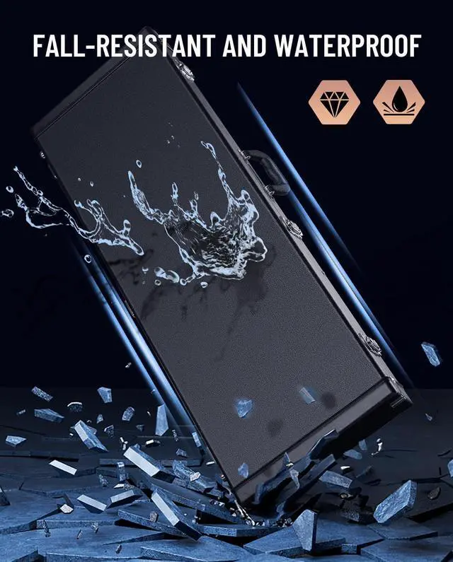 Alt view image 3 of 6 - HardShell Wood Case Electric Hard Rectangle Shaped Guitar Case Hardshell for Standard Electric Guitars with Lock Latch Keys Black CY0209