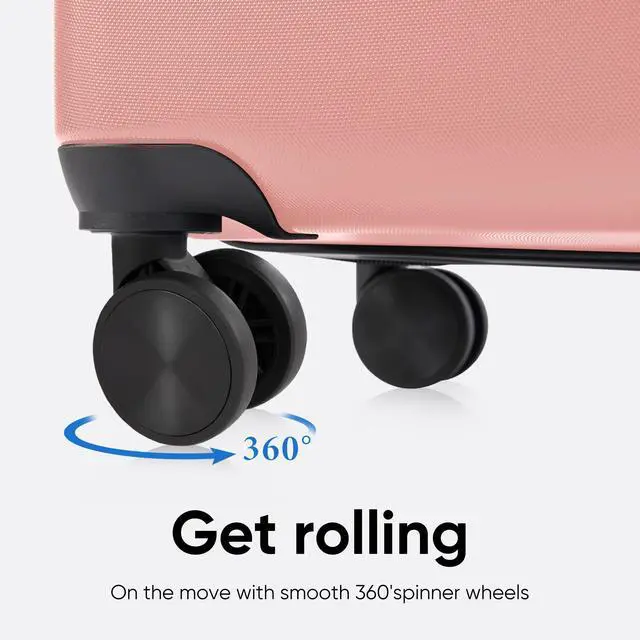 Alt view image 2 of 6 - 24 Inch Luggage, Hardside Suitcase with Spinner Wheels, Lightweight ABS Hard Shell Checked Luggage, TSA Approved Lock, Expandable Medium Suitcase for Travel & BusinessPink