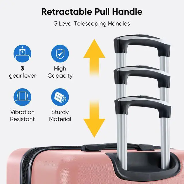 Alt view image 5 of 6 - 24 Inch Luggage, Hardside Suitcase with Spinner Wheels, Lightweight ABS Hard Shell Checked Luggage, TSA Approved Lock, Expandable Medium Suitcase for Travel & BusinessPink