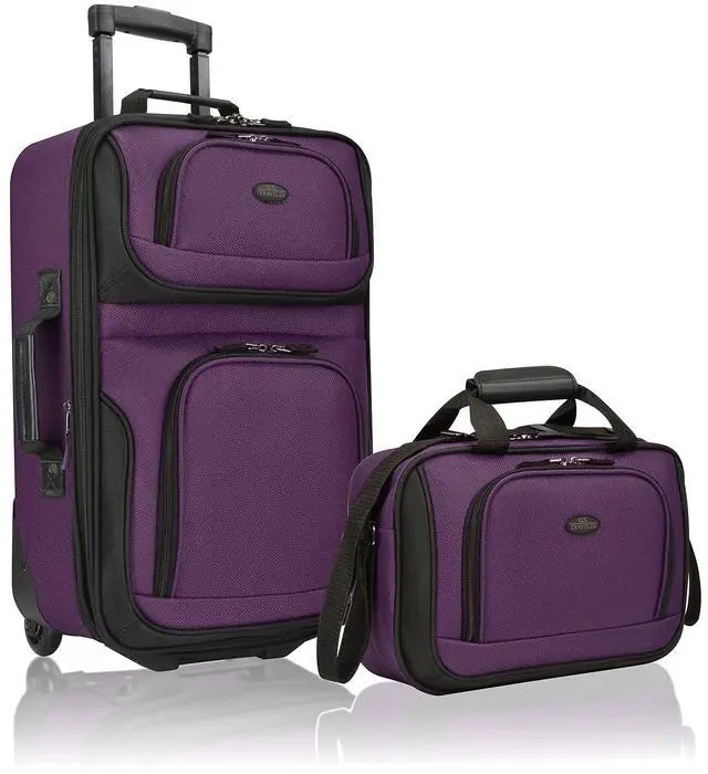 Main image of Rio Fabric Expandable Carry-on Luggage, Rolling Suitcase, Purple, 2 Wheel Set