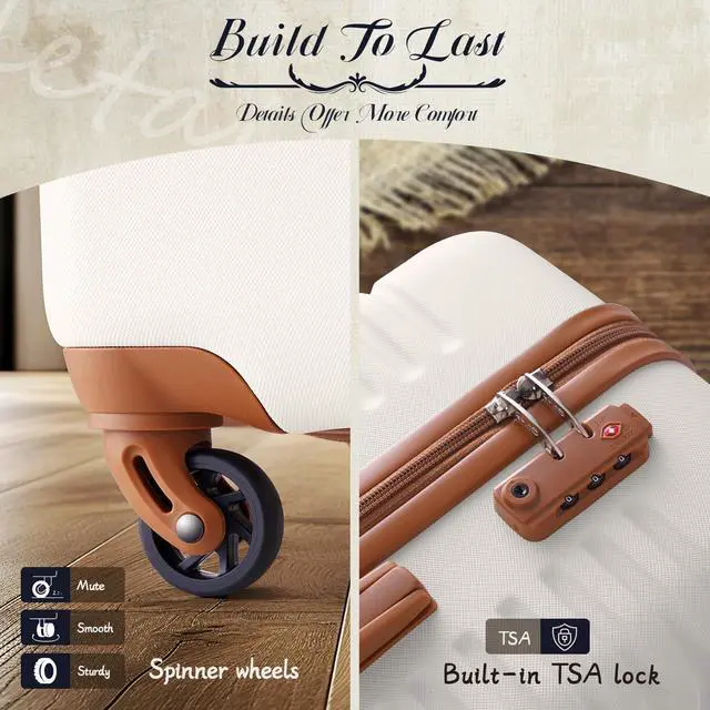 Alt view image 4 of 7 - Suitcase Set 3 Piece Luggage Set Carry On Travel Luggage TSA Lock Spinner Wheels Hardshell Lightweight Luggage Set(White, 3 piece set (BP/TB/20))