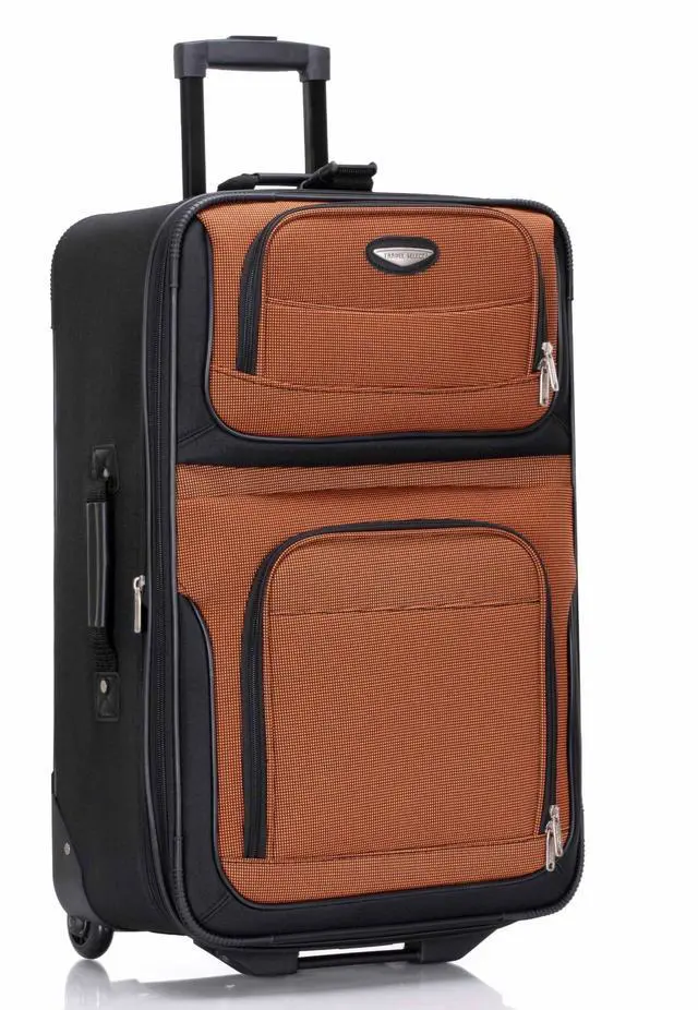 Main image of Amsterdam 25-Inch Softside Expandable Rolling Upright Luggage, Lightweight 2-Wheel Suitcase with Push-Button Handle, Orange