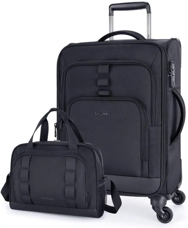 Main image of Expandable 20 inch Carry on Luggage Airline Approved, Lightweight Carry on Suitcase with Spinner Wheels, Family Travel Suitcase Set with Duffle Bag-Black